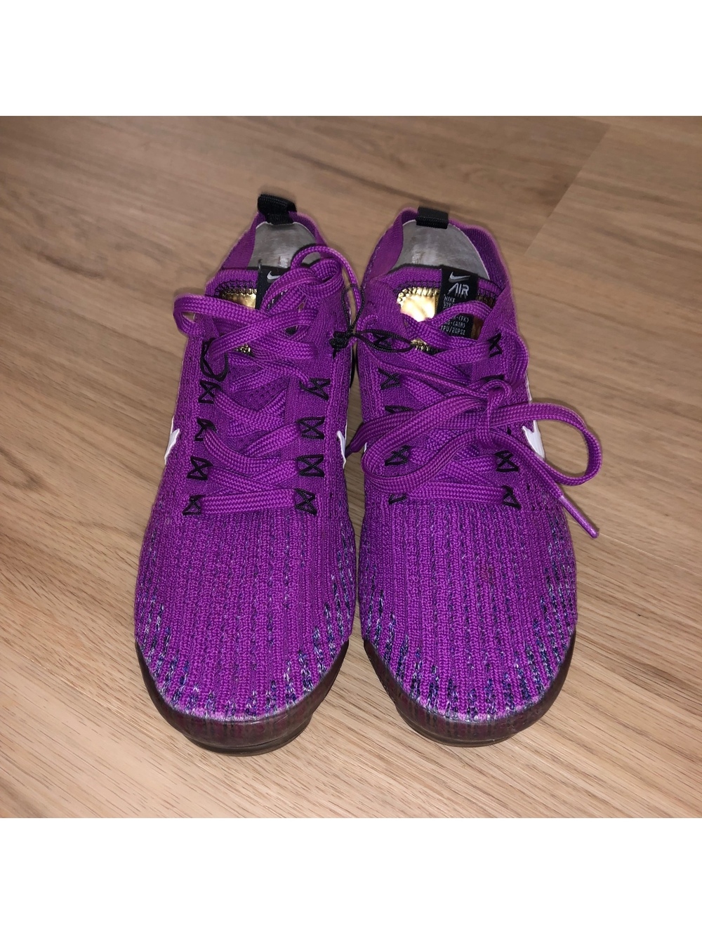 NIKE AIR VAPORMAX FLYKNIT 3 VIVID PURPLE BLACK RUNNING SHOES YOUTH 6 WOMENS 7.5 - Picture 4 of 8